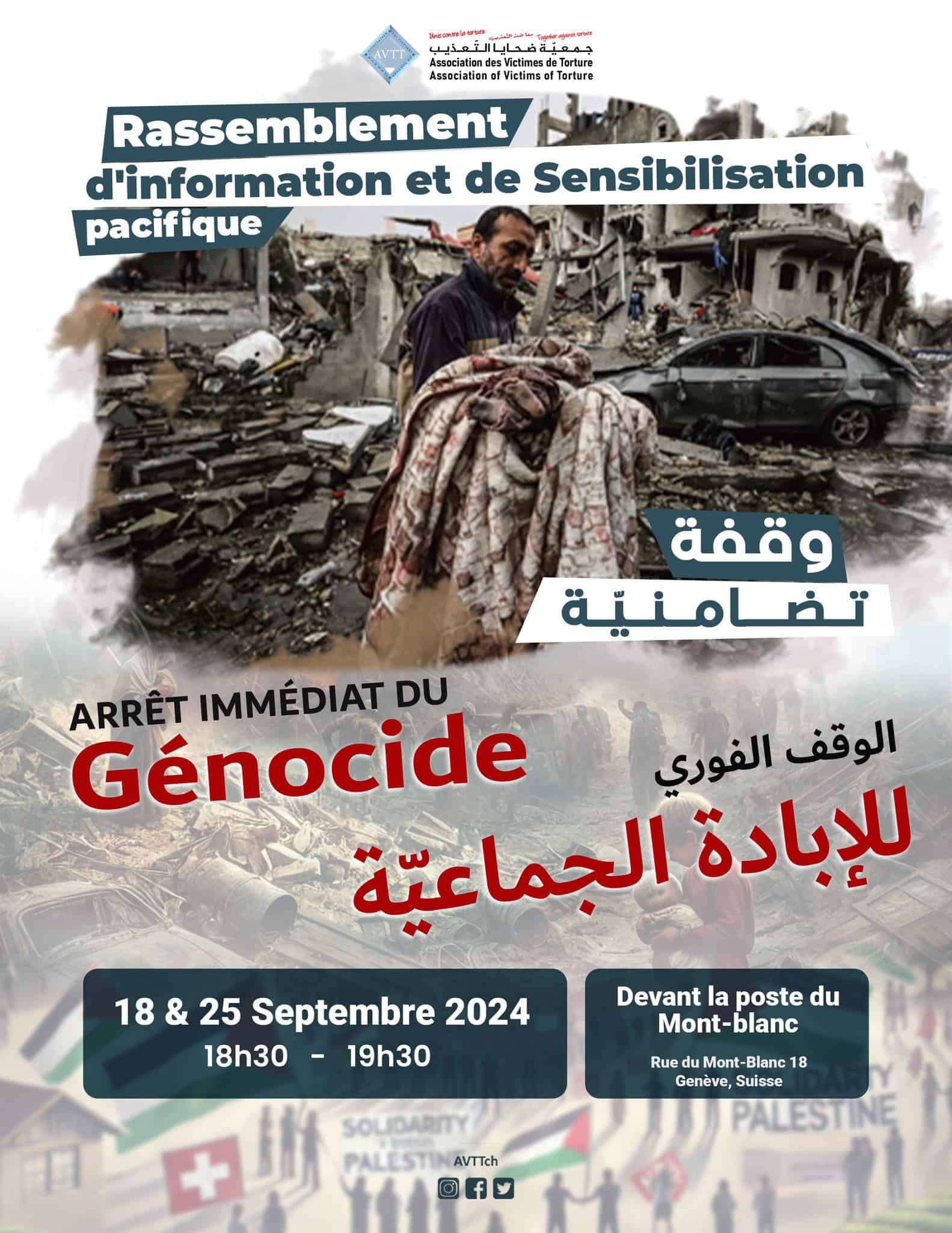 Rassemblement Pacifique en Soutien à la Palestine et au Liban - وقفة التضامنية السلمية للمطالبة بايقاف الابادة الجماعية للشعب الفلسطيني