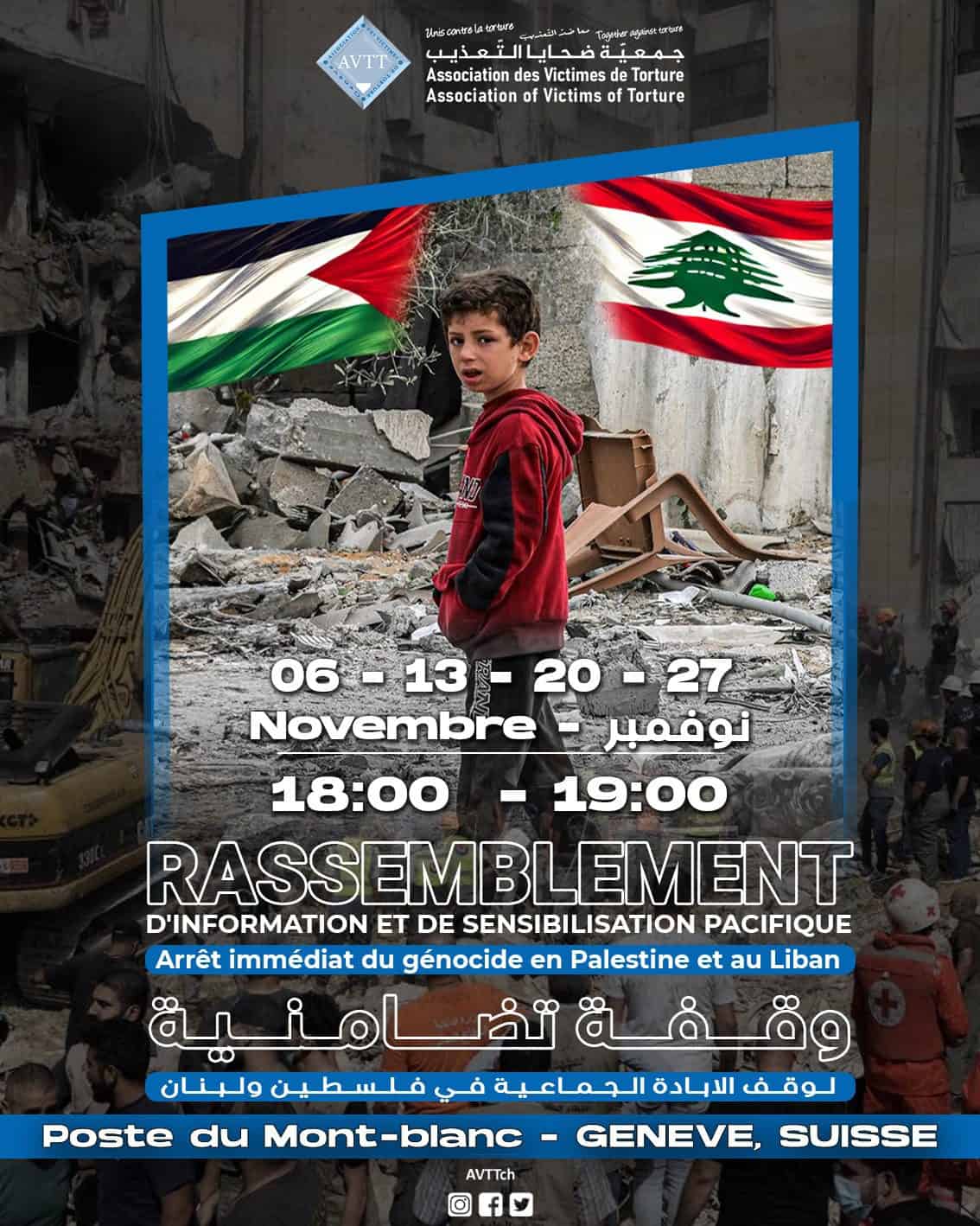 Rassemblement Pacifique en Soutien à la Palestine et au Liban - وقفة سلمية تضامنًا مع فلسطين ولبنان