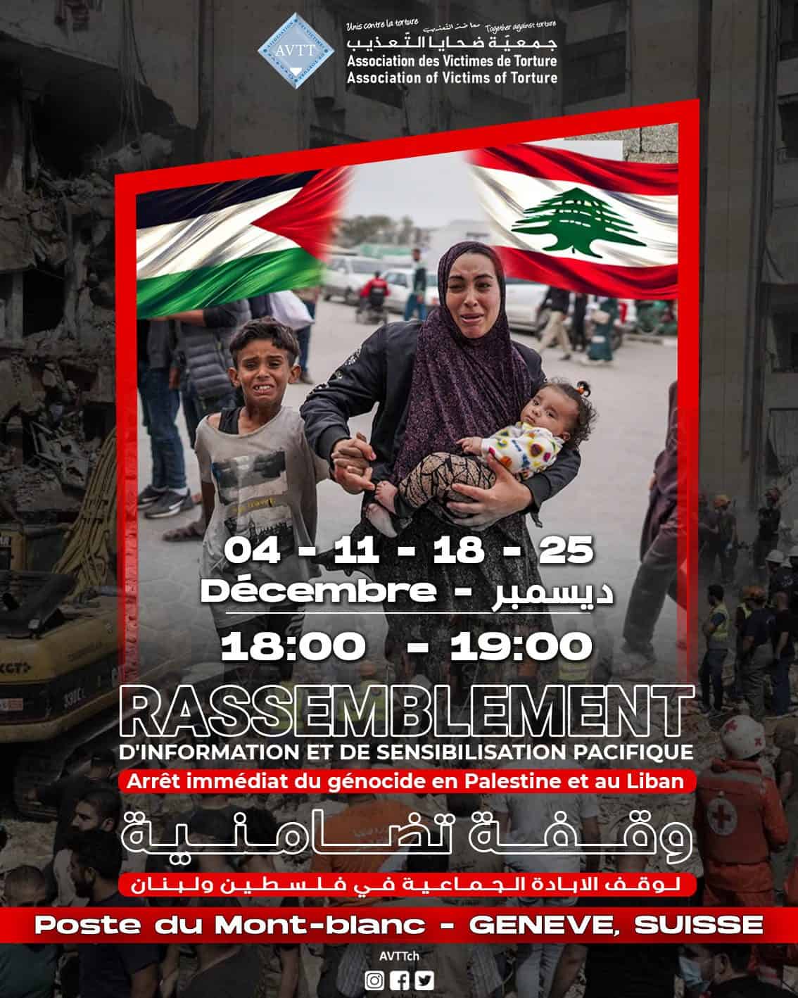 Rassemblement Pacifique en Soutien à la Palestine et au Liban - وقفة سلمية تضامنًا مع فلسطين ولبنان