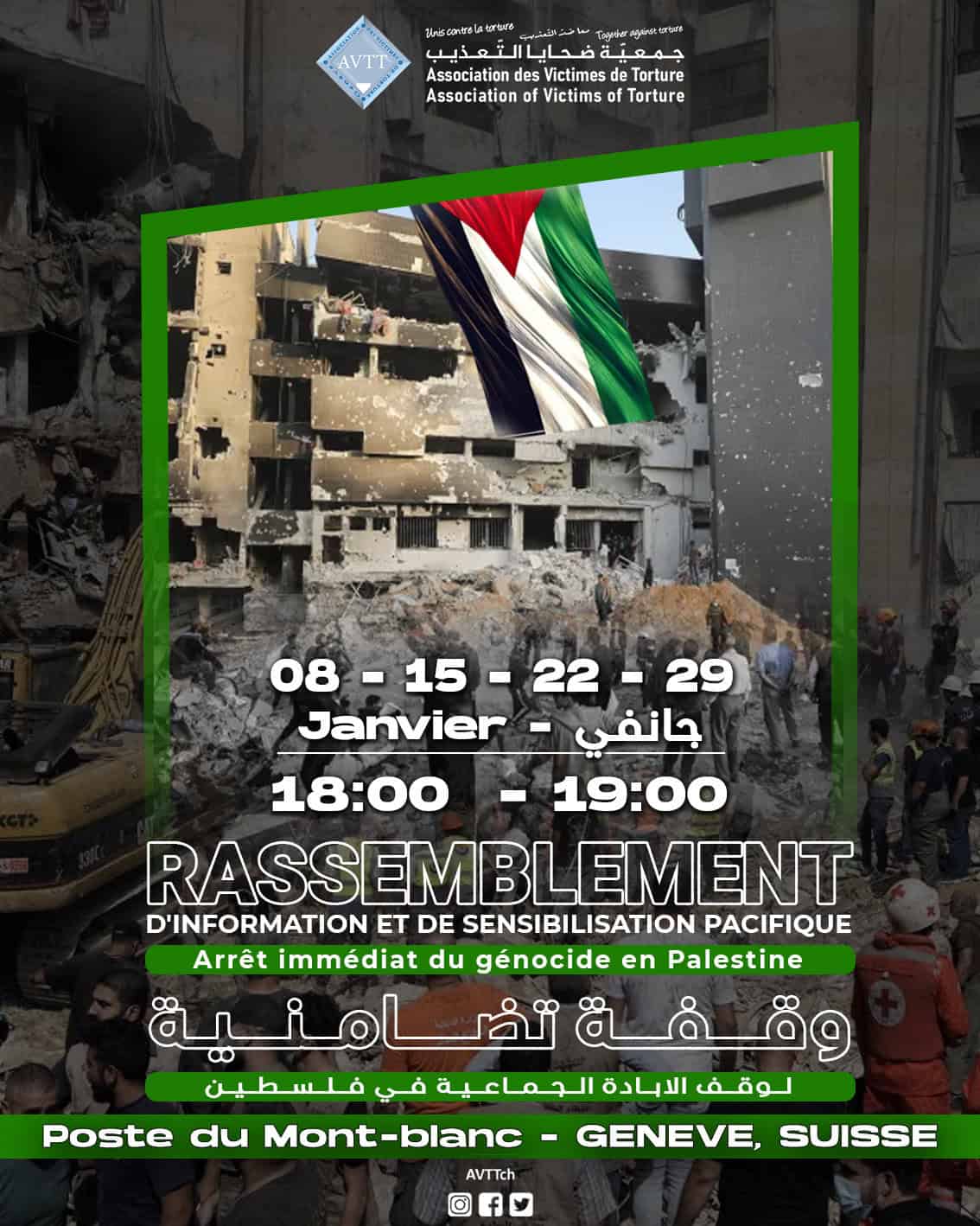 Rassemblement Pacifique en Soutien à la Palestine - وقفة سلمية تضامنًا مع فلسطين