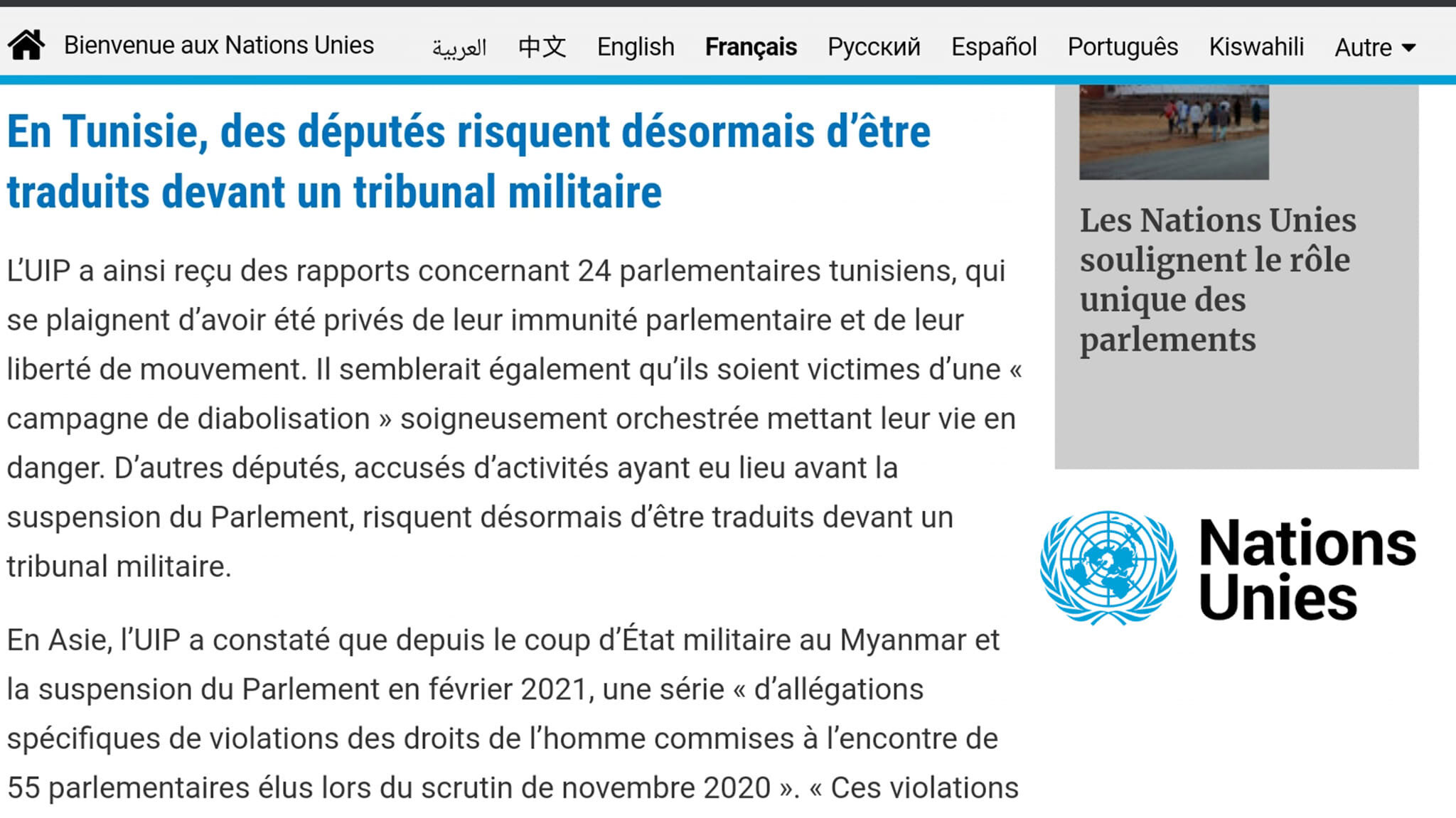 parlementaires menacés et intimidés